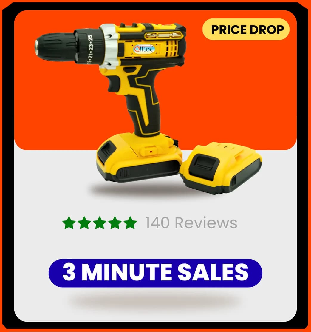 Alltec 21V Cordless Rechargeable Drill Driver Kit with Battery, Charger & Accessory Set Alltec 21V Cordless Rechargeable Drill Driver Kit with Battery, Charger & Accessory Set