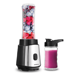 KENWOOD Personal Blender Smoothie Maker With & Tritan Smoothie2Go Bottle and Lid, Ice Crush Function 350 W BLM05.A0BK Silver/Black