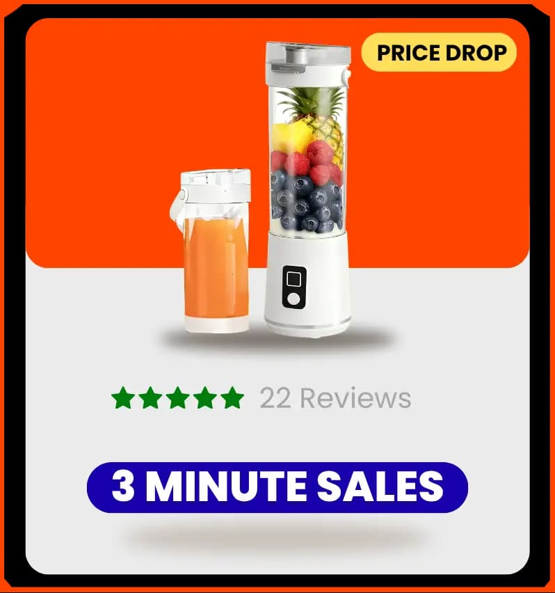 Portable Blender Smoothie Maker 50W 22000 RPM USB Rechargeable Juicer 300mL Cup 12 Stainless Steel Blades 2400mAh Battery White BS-B01