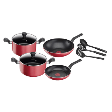TEFAL 9-Piece Non-Stick Lightweight Durable And Premium Quality Cookware Set B460S984 Red/Black TEFAL 9-Piece Non-Stick Lightweight Durable And Premium Quality Cookware Set B460S984 Red/Black