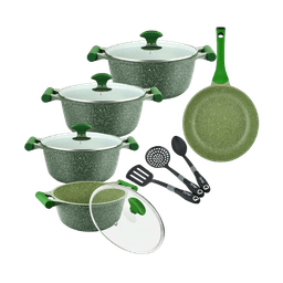 Prestige 12-Piece Granite Non-Stick Aluminium Essentials Cookware PR80963 Green/Clear/Black