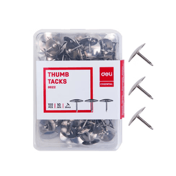 Deli 100-Piece Thumb Tacks Silver