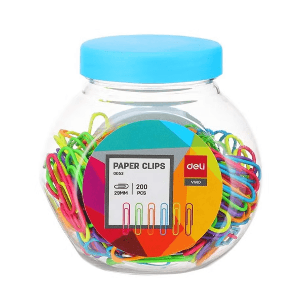 Deli 200-Piece Paper Clip Set Assorted Colours