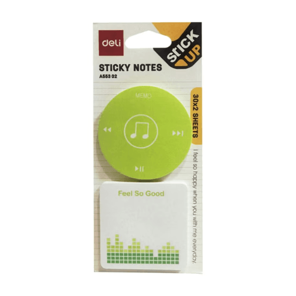 Deli 2-Piece Fancy Sticky Note Set White/Green