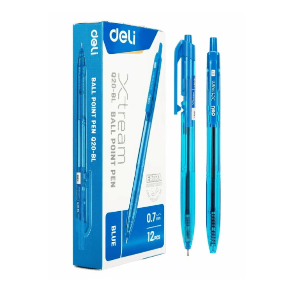 Deli 12-Piece Xtream Retractable Ballpoint Pen Blue Ink
