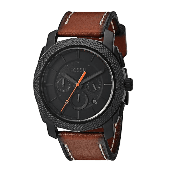 Leather Fossil Men's Nate Quartz Stainless Steel Fossil Men's