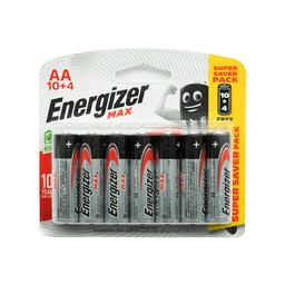 Energizer Max Alkaline AA Batteries Promo Pack 12 Pack AA10+4