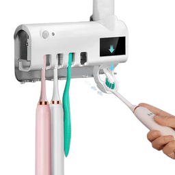 Alltec Solar-Powered Automatic Toothbrush Sterilizer & Wall-Mounted Toothpaste Dispenser  White