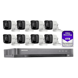 HIKVISION 8 Channel 5MP Turbo HD CCTV DVR System with 8 Mini Bullet Cameras, 4TB HDD, 2.8mm IR Outdoor Cameras Black