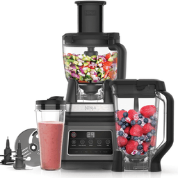 Ninja Mixer With Auto-iQ Food Processor Stand Mixer Personal Blender 1200 W 1.8 Litre Container BN800EU Black/Silver