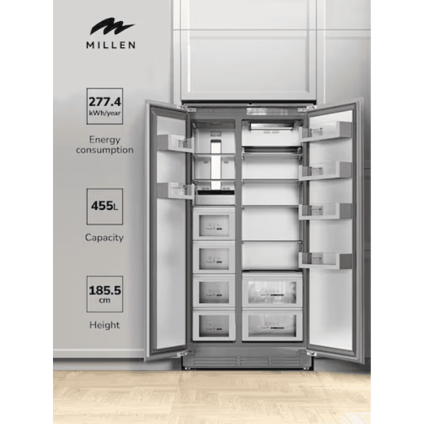 Millen Built In Large Refrigerator Freezer 455L MBSB455ID