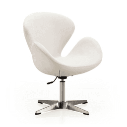 Modern Swivel Lounge Chair with Hydraulic Lift & Cushioned Seat White M-M32