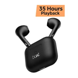 Boat True Wireless Bluetooth Earbuds with 35H Playback, Dual Mic ENx & BEAST Mode Jet Black  Airdopes Alpha