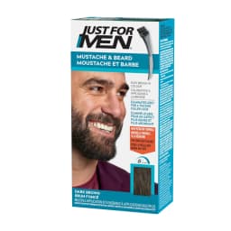 Just For Men Mustache & Beard, Beard Dye for Men with Brush Included for Easy Application, With Biotin Aloe and Coconut Oil for Healthy Facial Hair, Dark Brown, M-45 (1 Count)
