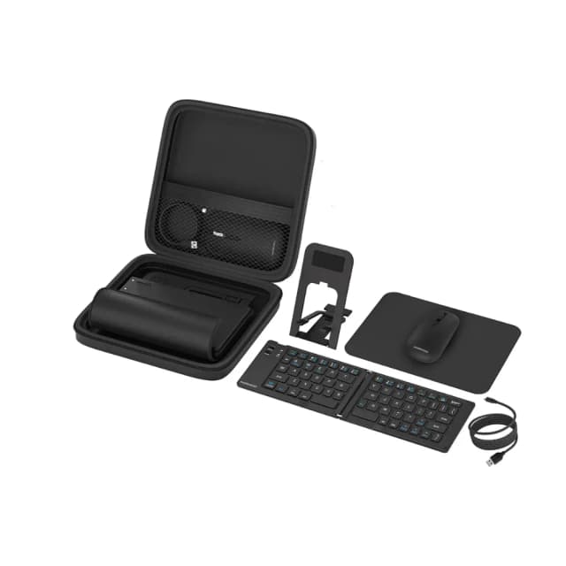 Porodo 6-In-1 Keyboard and Mouse Set with Bluetooth Keyboard, Wireless Mouse, Stand and Mousepad Black PDKBMSC2285