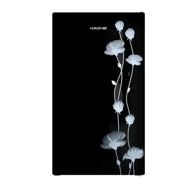 Krome Glass Door Refrigerator 141L Gross 90L Net Capacity Direct Cool Floral Design R600a Refrigerant KR-RF141GG