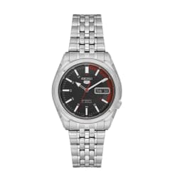 Seiko 5 Men's Automatic Watch Black Dial Stainless Steel Bracelet Black SNK375K1