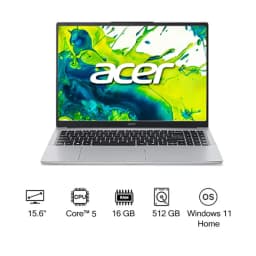 Acer Aspire Lite Laptop Intel Core 5 120U 16GB RAM 512GB SSD 15.6 Inch Display DOS Light Silver NX.DGCEM.001