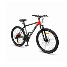 HERCULES Roadeo Warcry 27.5 Inch Mountain Bike with 21-Speed Shimano Gears Steel Frame Dual Mechanical Disc Brakes Black Ferrari Red 13080277-101