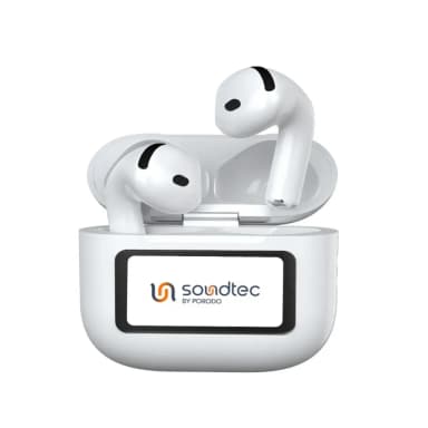 Porodo Soundtec Glimpse ANC True Wireless Earbuds Bluetooth 5.4 Touch Display White PD-STWLEP040-WH Porodo Soundtec Glimpse ANC True Wireless Earbuds Bluetooth 5.4 Touch Display White PD-STWLEP040-WH