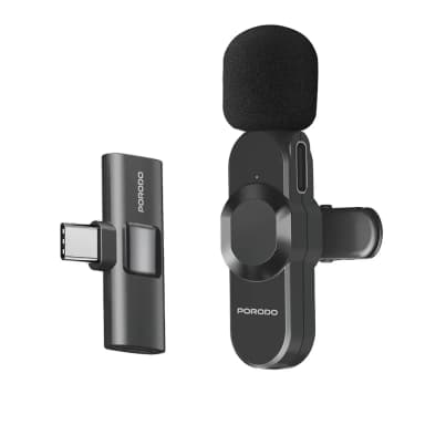 Porodo Audix Wireless Lavalier Microphone Type-C & Lightning Black PDLAMPHF2BK Porodo Audix Wireless Lavalier Microphone Type-C & Lightning Black PDLAMPHF2BK