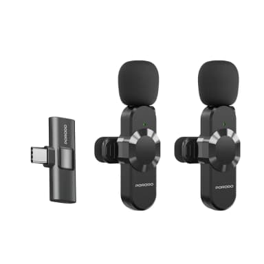 Porodo Audix Pro Wireless Dual Lavalier Microphone Type-C & Lightning Black PDLAMPHF3BK Porodo Audix Pro Wireless Dual Lavalier Microphone Type-C & Lightning Black PDLAMPHF3BK
