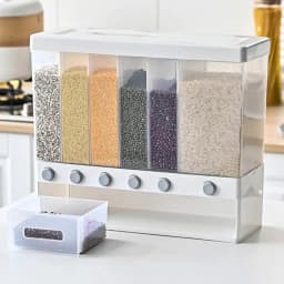 Alltec Wall Mounted Kitchen Dry Food Dispenser Storage Container with 6 Compartments White
