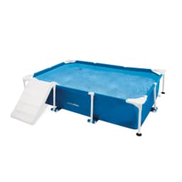 Intex Rectangular Frame Pet Pool Set with Filter Pump Ramp Skimmer Hair Collector Pool Cover 1238L Blue 48404