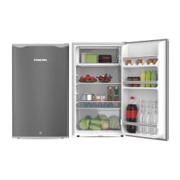 Nikai 125L Gross 90L Net Single Door Mini Refrigerator with Chiller Compartment, 2 Shelves & Bottle Storage Racks - Silver NRF125SS1