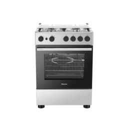 Hisense 60cm Freestanding Full Gas Cooker 70L with Gas Oven, Grill, Rotisserie, Cast-Iron Supports, Auto Ignition & Full Safety FFD Grey HFG60422RX02