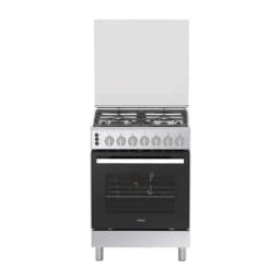 Haier 60cm 4 Burner Freestanding Gas Cooker with 1 Oven, Knob Controls, Baking, Roasting & Grilling Silver HCR6060GC2