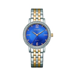 Citizen AQ MID Women's Quartz Analog Watch Blue Dial Two-Tone Stainless Steel Bracelet 31mm EL3106-59L