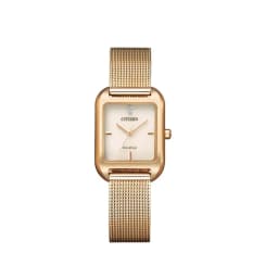 Citizen Women's Eco-Drive Analog Watch Gold Dial Stainless Steel Bracelet 36mm EM0493-85P