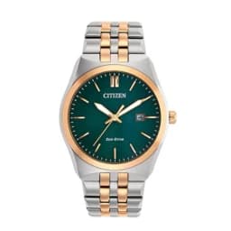 Citizen Men's Eco-Drive Analog Watch Green Dial Stainless Steel Bracelet 41mm BM7339-89X