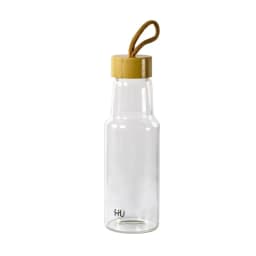 HUi Glass Water Bottle with Time Marker Hydration Reminder Reusable Drinking Bottle for Gym and Office HST-1002