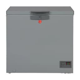 Hoover 263L Single Door Low Frost Chest Freezer Energy Efficient Cooling Adjustable Temperature LED Lighting Grey HCF-K263-GR