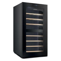 KENWOOD 43-Bottle Wine Cooler Refrigerator Dual Temperature Zone Compressor Cooling Double Glass Door Blue LED Smart Temperature Control Black BCW43