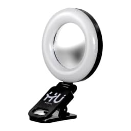 Hui Portable RGB LED Fill Light 3 Colour Modes 180° Adjustable Rotation Built-in Convex Mirror Ultra-Light 51g Vlogging Light for Makeup Selfies and Video Recording Black HAC-1032