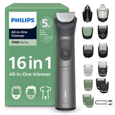 Philips All-in-One Trimmer 7000 Series 16-in-1 Face Hair & Body Groomer BeardSense Premium Precision Comb Self-Sharpening Steel Blades Black MG7931/30 Philips All-in-One Trimmer 7000 Series 16-in-1 Face Hair & Body Groomer BeardSense Premium Precision Comb Self-Sharpening Steel Blades Black MG7931/30