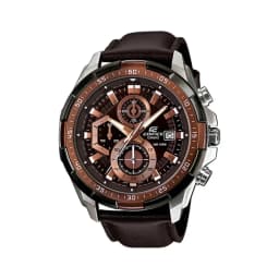 CASIO Edifice Men's Analog Quartz Chronograph Watch Genuine Leather Strap 100M Water Resistance EFR-539L-5AVUDF