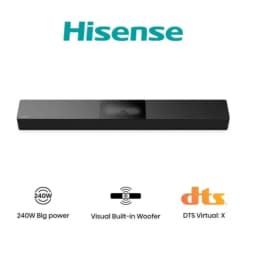 Hisense HS2000 2.1 Channel Soundbar 240W Built-In Subwoofer Dolby Digital DTS Virtual X Bluetooth 5.3 HDMI ARC Optical AUX Coaxial USB Black HS2000