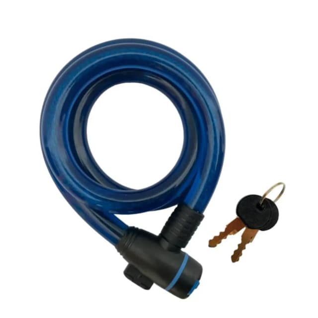 RALLY BICYCLE Braided Steel Cable Bicycle Lock 115cm Key Security System Protective Coating Flexible Design 2 Keys Blue RL-LOCK-84113-BLUE