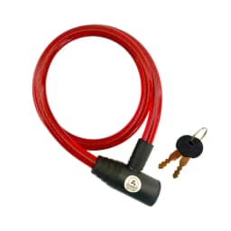 RALLY BICYCLE Braided Steel Cable Bicycle Lock 100cm Key Security System Protective Coating Flexible Design 2 Keys Red RL-LOCK-508-RED