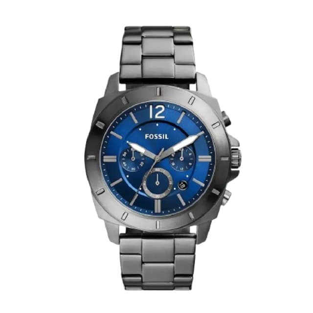 Fossil Privateer Men's Analog Blue Dial Smoke Stainless Steel Chronograph Watch BQ2816