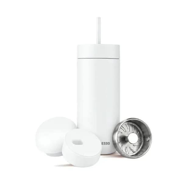 LePresso Triple Quench 3-in-1 Lid Tumbler 470ml Double Wall Insulation Hot and Cold Beverage Retention 12 Hours Hot 24 Hours Cold White LPCFFTQ0063WH