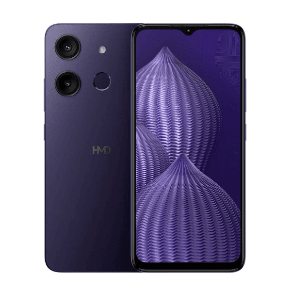 HMD Aura 4G Mobile Phone, 6.56" HD+ 60Hz Display, Unisoc SC9863A1 Chipset, 4GB RAM, 128GB ROM, IMG8322 GPU, Android 13, 13MP Rear, 5MP Front Camera, 5000mAh Battery, AURA-BLK Indigo Black- Middle East Version