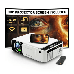 Wownect T5 Mini Projector 100 ANSI + 100" Screen – T5 Wifi (White)