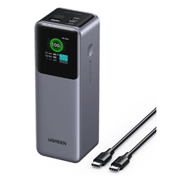 Ugreen 25000mAh Power Bank, 200W Output, Laptop Charger, Smart Display – Grey, 35525