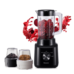 Panasonic 450w motor blender, curved stainless steel blade for smooth blending, 1.45L plastic jug for easy handling, 2 dry mill for grinding, 2 speed+1 pulse, safety lock-MX-CP3121