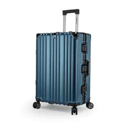 CABINPRO Lightweight Aluminum Frame Fashion Luggage Trolley Polycarbonate Hard Case Medium Checked Luggage Suitcase with 4 Quite 360 Degree Double Spinner Wheels CP001 Dark Blue